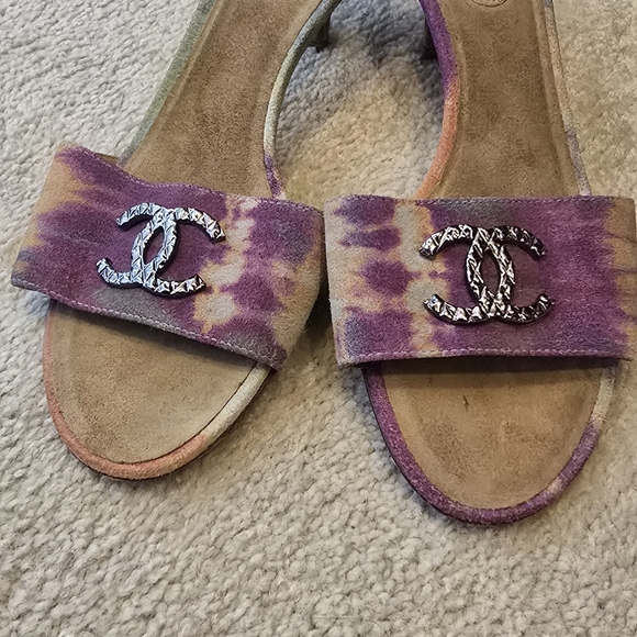 Authentic CHANEL Women's Multicolor Tie-Dye Mules with dust bags no box - Picture 2 of 5